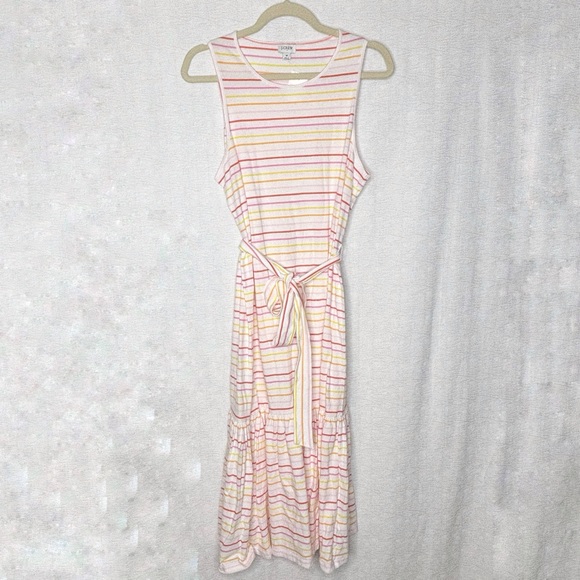 J Crew Summer Striped Knit Tie-Waist Midi Dress Size M NWT - Picture 3 of 7